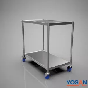 עגלת שרות מנירוסטה 2 מדפים